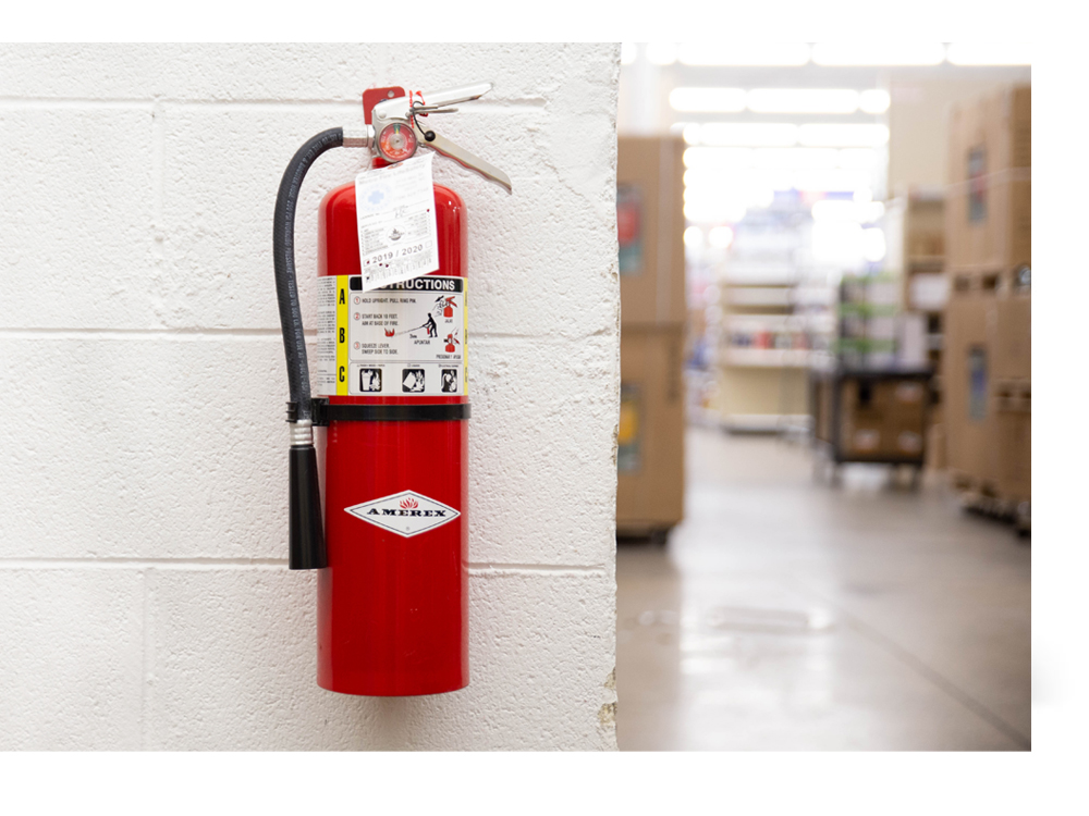 a group of various types of fire extinguishers